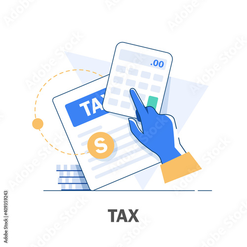 Concept tax payment. Data analysis, paperwork,flat design icon vector illustration