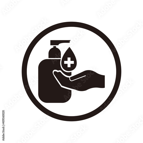 Disinfect and sanitise your hands vector icon on white background