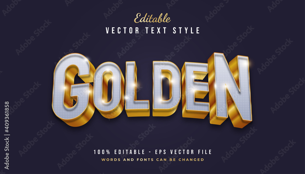 Fototapeta Gold and Silver Text Style with 3d Effect. Editable Text Effect