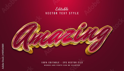 Amazing text in red and gold style and 3d effect. Editable Text Effect