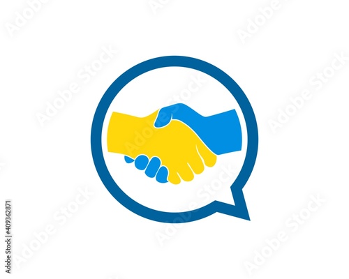 Simple bubble chat with deal hand shake