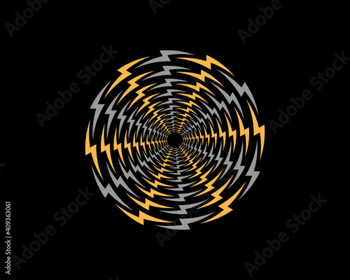 Circular lightning symbol form a fan logo
