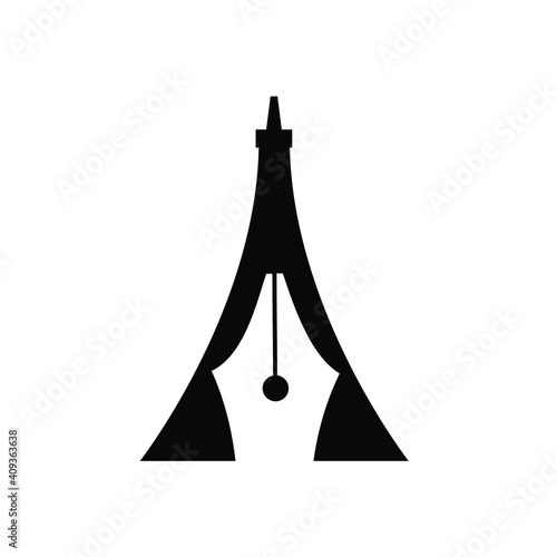 tower pen nib logo icon design illustration vector design