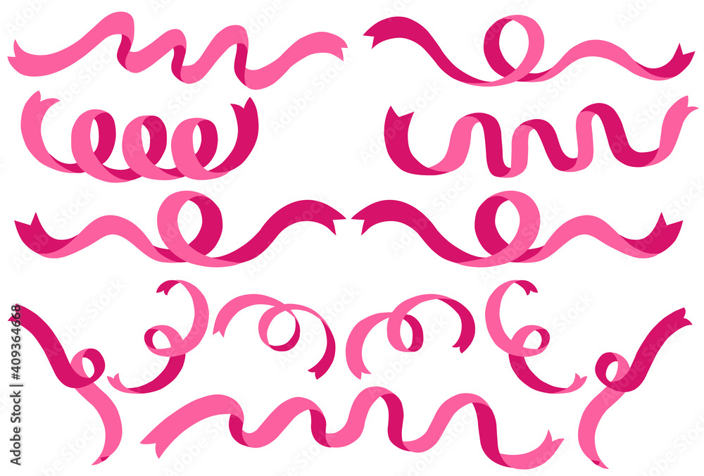 ピンク色のリボンのイラストセット Stock Illustration Adobe Stock