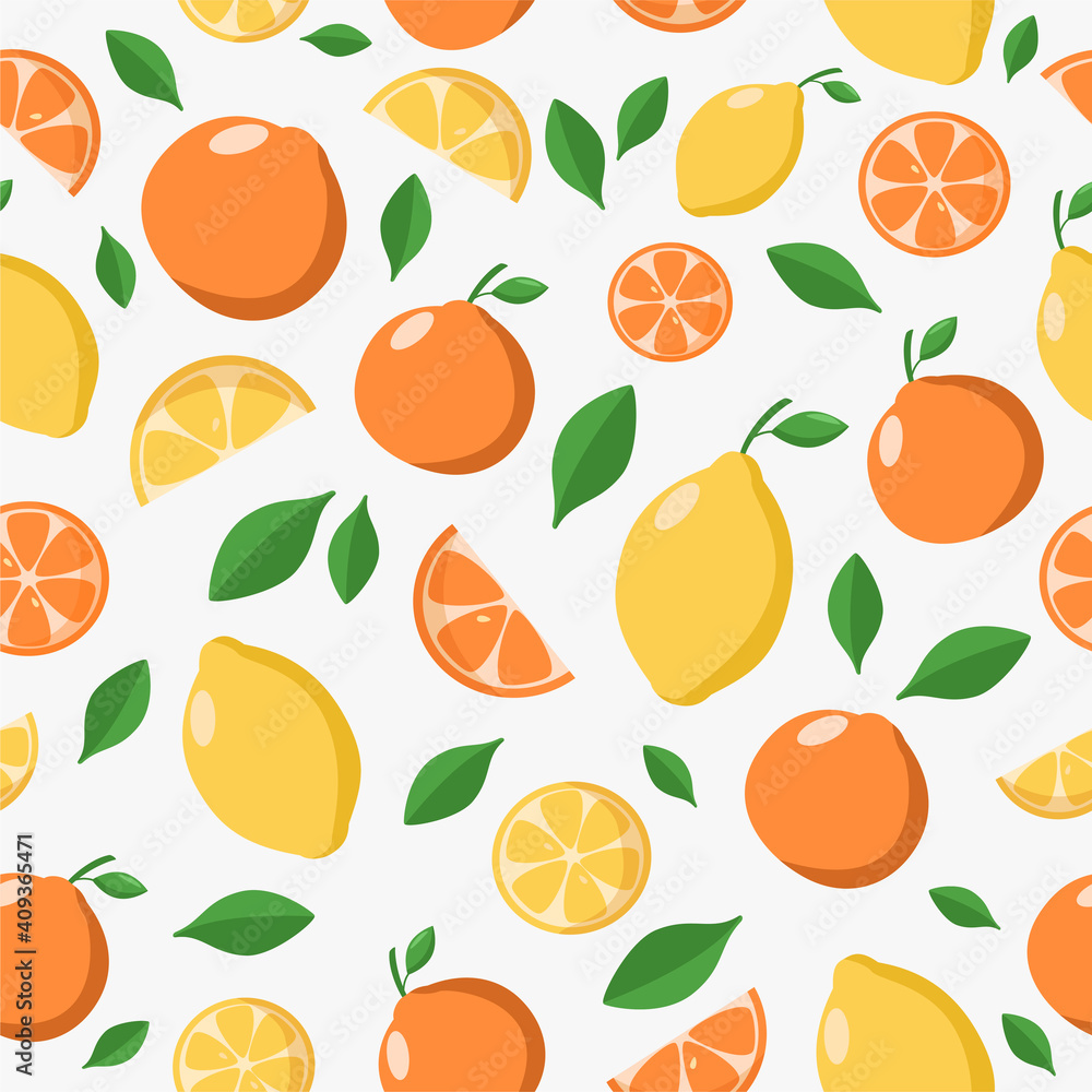 Bright citrus seamless pattern. Vector illustration oranges and lemons print
Bright citrus seamless pattern. Vector illustration oranges and lemons print