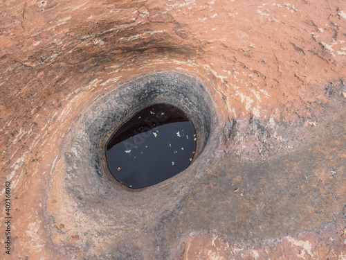 Valokuva A scour hole on sandstone