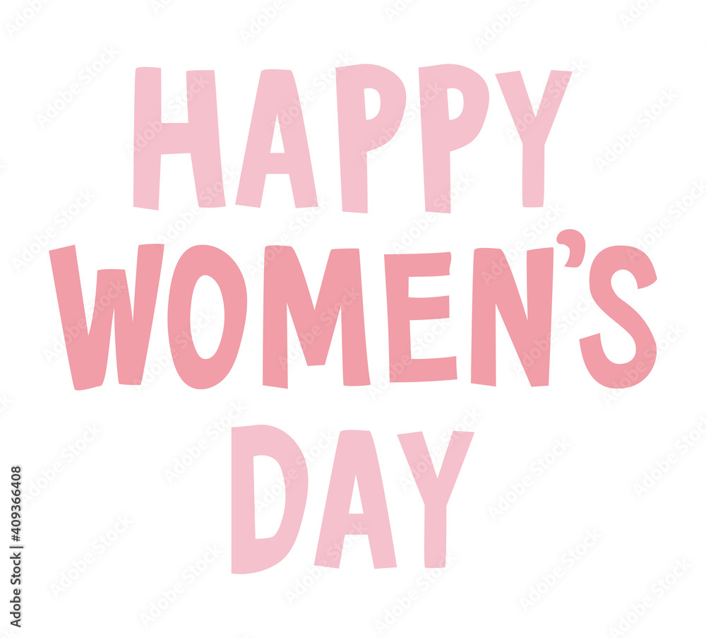 happy womens days lettering with a pink color