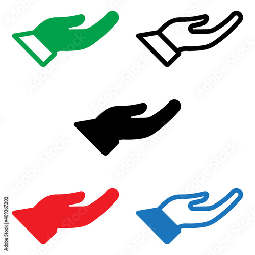 Support, beg gesture of human hand. Vector icon.