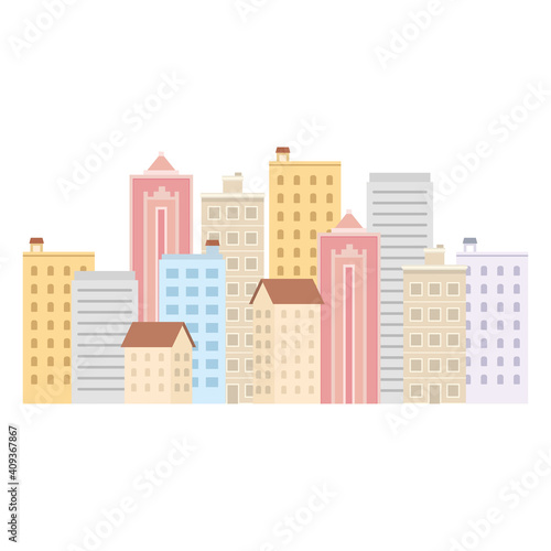 buildings on a white background