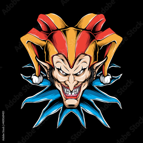 scary clown head vector illustration