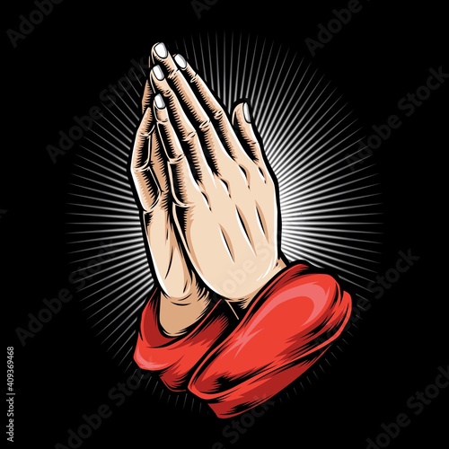 praying hand vector logo illustration