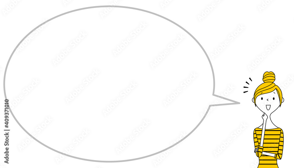 気付く若い女性 ふきだし 気付く若い女性 ふきだし