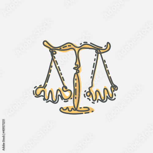 Libra zodiac sign. Vector illustration of the zodiacal constellations line drawing design.