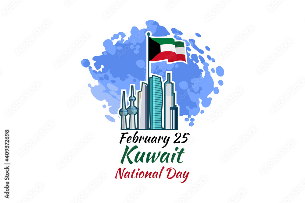 February 25. Independence day of Kuwait vector illustration. Suitable for greeting card, poster and banner.