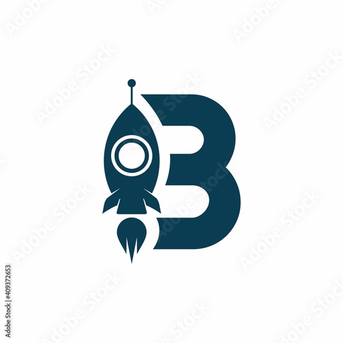 B initial letter with rocket shape logo