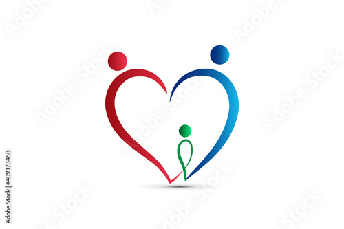 Family Union In A Heart Shape Logo Vector