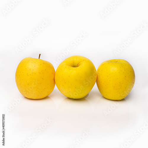 Yellow apples isolated on a white background