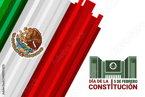 Happy Constitution Day of Mexico.
Translation: February 5.Constitution Day. National holiday of Mexico Vector illustration. Suitable for greeting card, poster and banner.