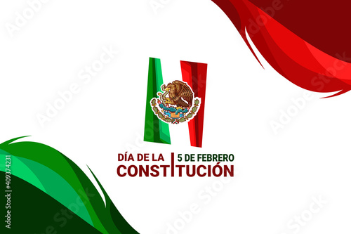 Happy Constitution Day of Mexico.
Translation: February 5.Constitution Day. National holiday of Mexico Vector illustration. Suitable for greeting card, poster and banner.