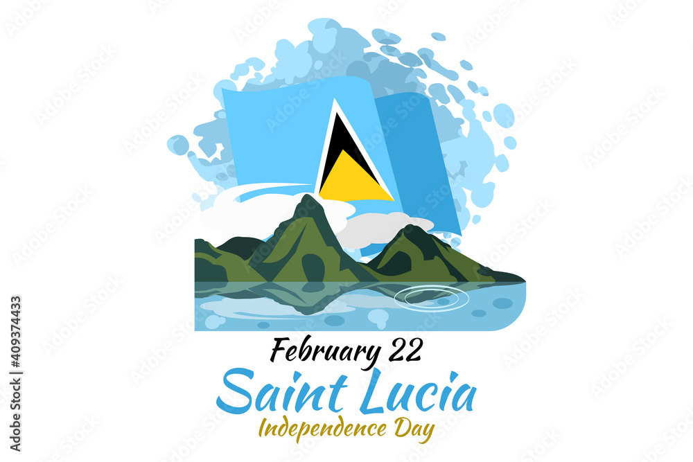 Fototapeta premium February 22, Independence Day of Saint Lucia vector illustration. Suitable for greeting card, poster and banner