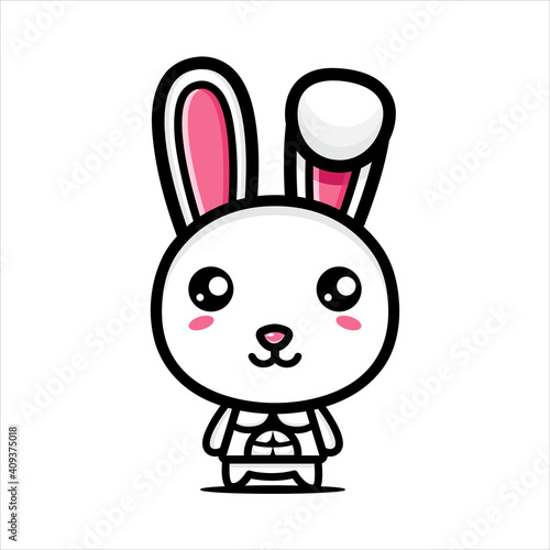 cute rabbit character vector design has a stocky body