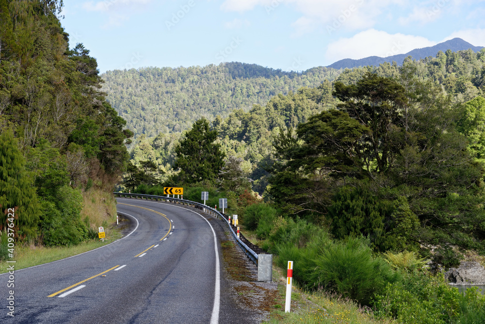 Scenic drive through the Buller Gorge, West Coast, New Zealand