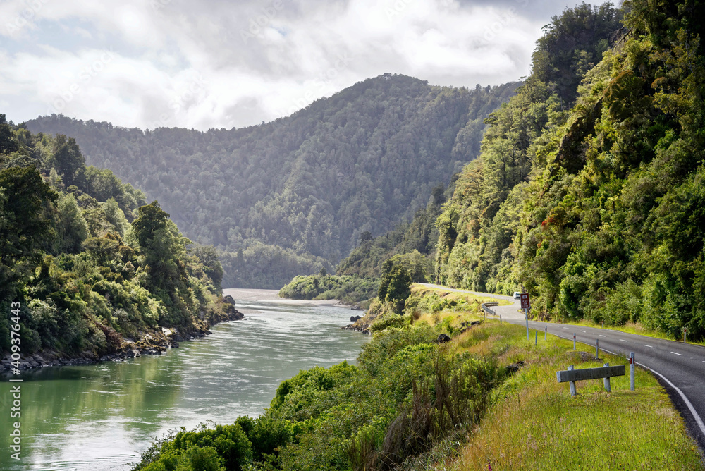 Scenic drive through the Buller Gorge, West Coast, New Zealand