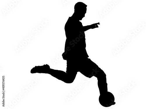 シュートするサッカー選手のシルエット