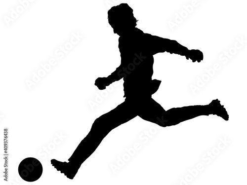 シュートするサッカー選手のシルエット_2