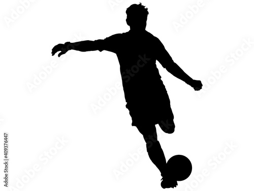 シュートするサッカー選手のシルエット_3