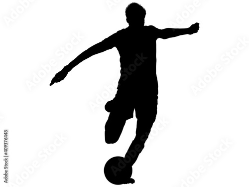 シュートするサッカー選手のシルエット_4