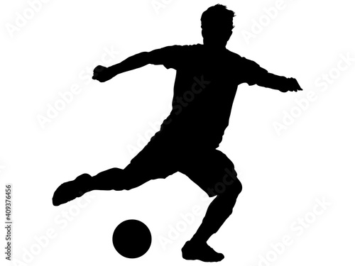 シュートするサッカー選手のシルエット_6