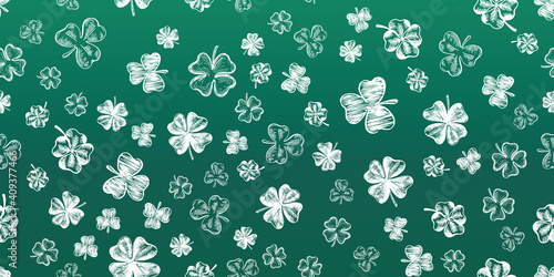 Collection of Clover, Patrick's day. Hand-drawn style. Vector illustration.