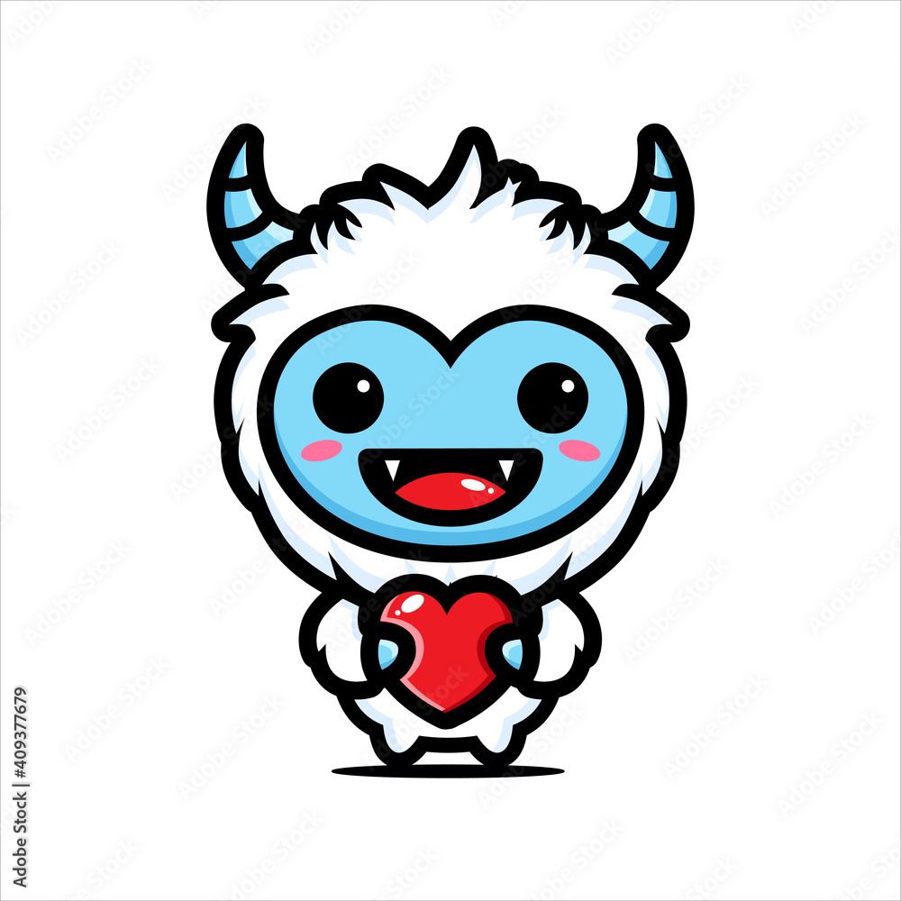 Naklejka premium cute yeti animals embrace love