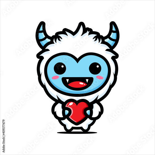 cute yeti animals embrace love