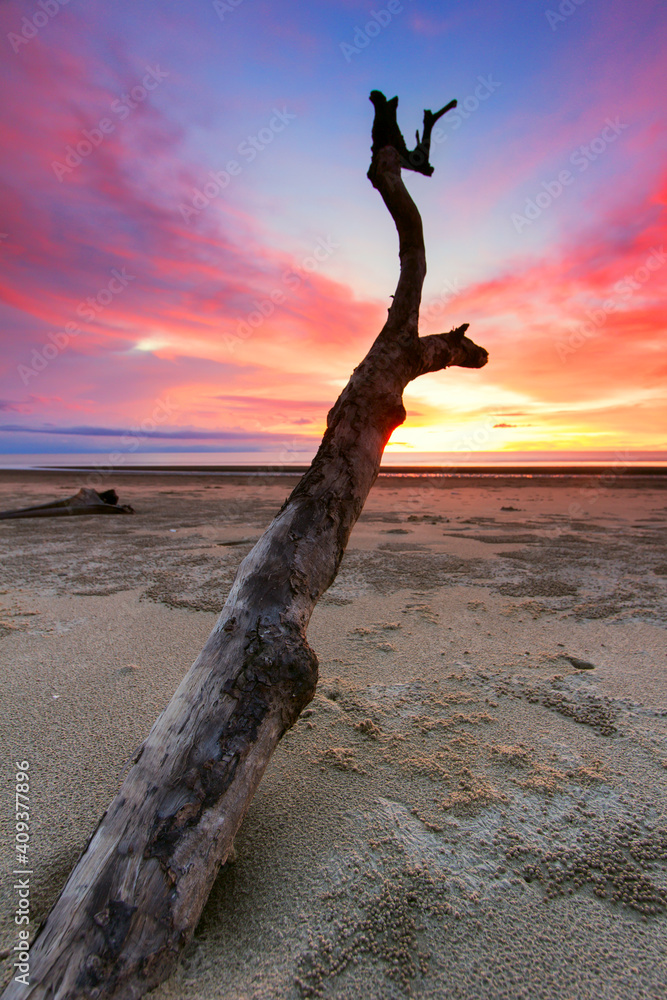 Sunset on the Pantai Roban, Sarawak - Malaysia