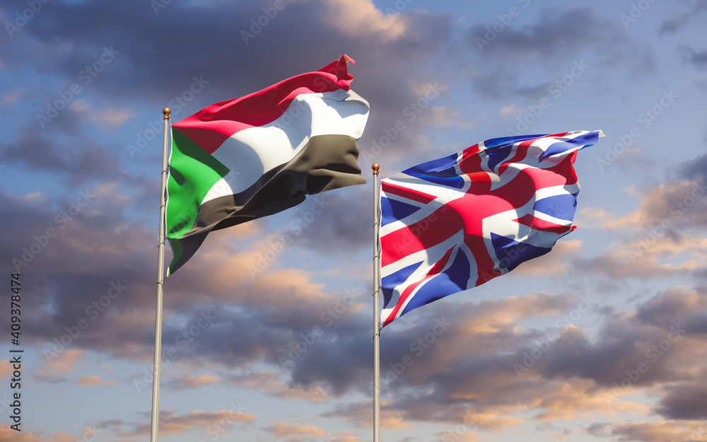 Flags of Sudan and UK British. Flags of Sudan and UK British.