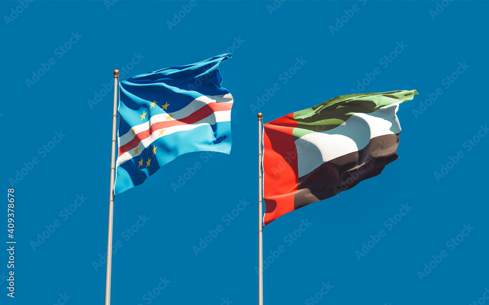 Flags of UAE Arab Emirates and Cape Verde. Flags of UAE Arab Emirates and Cape Verde.