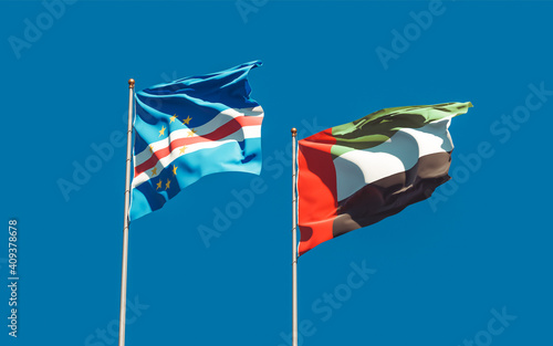 Flags of UAE Arab Emirates and Cape Verde.
