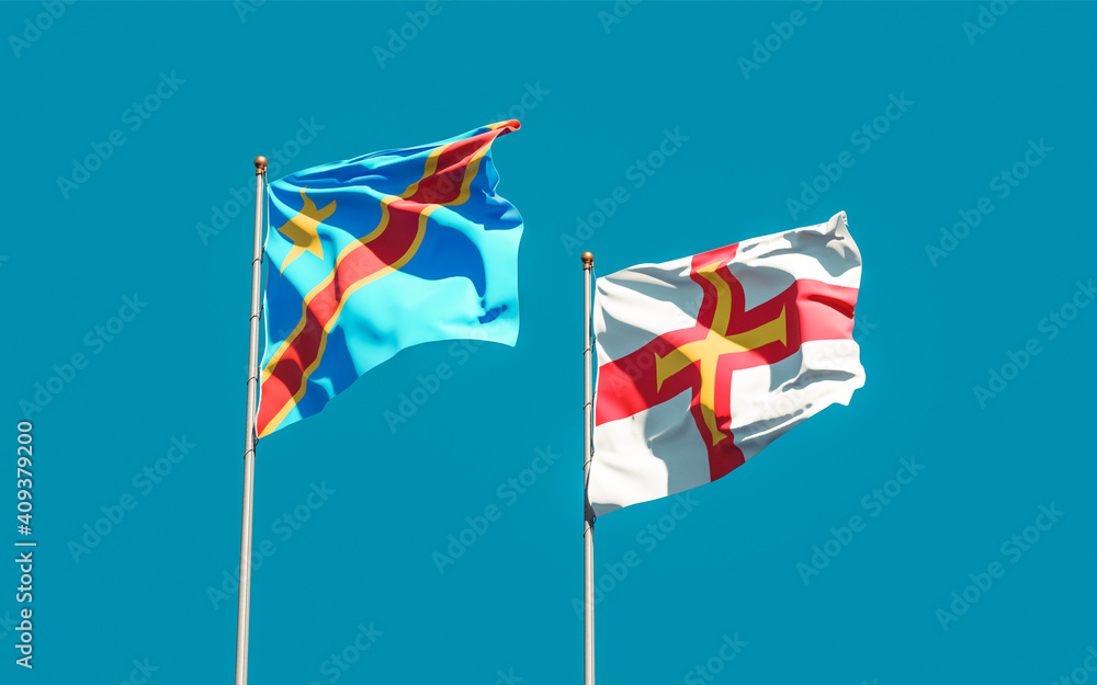 Flags of Guernsey and DR Congo. Flags of Guernsey and DR Congo.