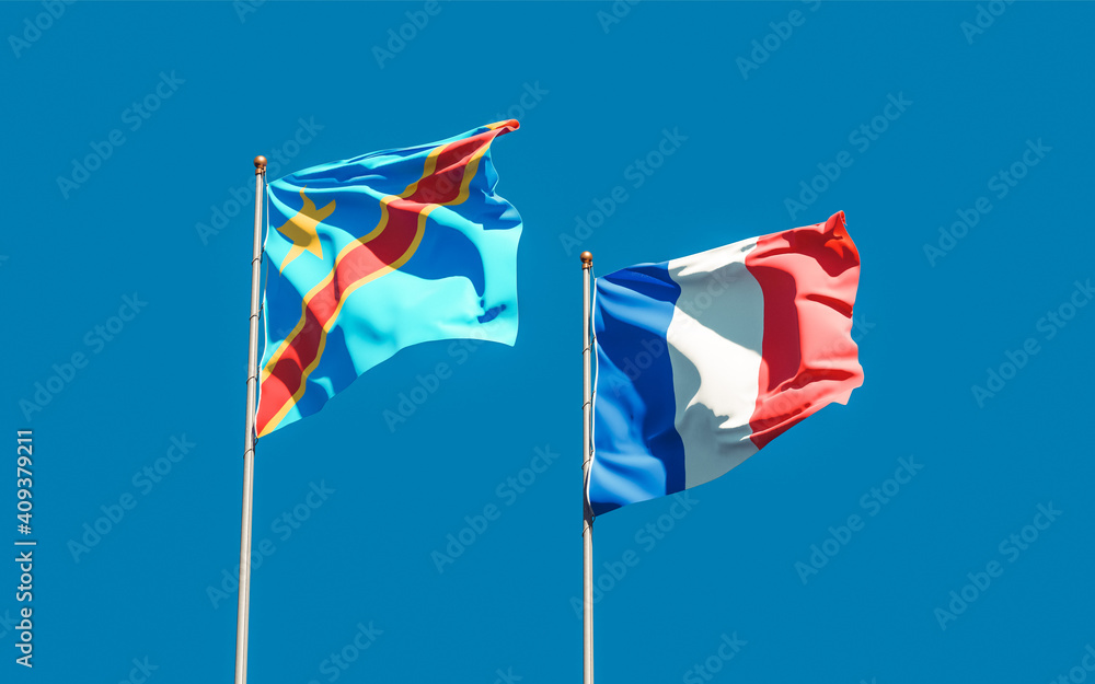 Flags of France and DR Congo. Flags of France and DR Congo.