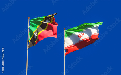 Flags of Saint Kitts and Nevis and Iran.