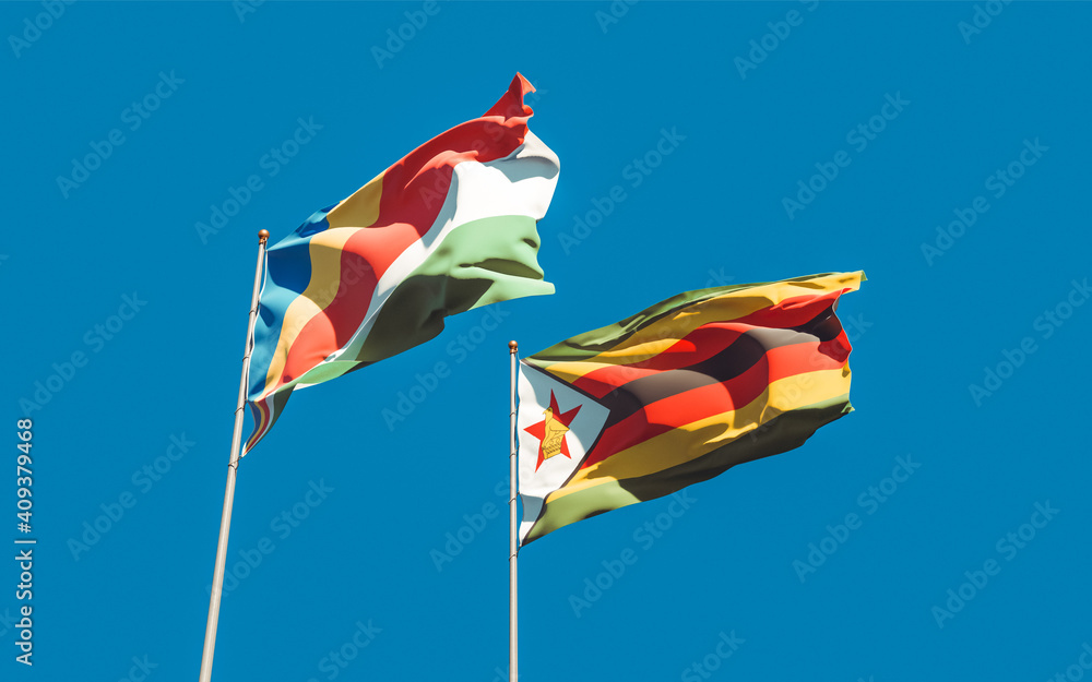 Flags of Zimbabwe and Seychelles. Flags of Zimbabwe and Seychelles.