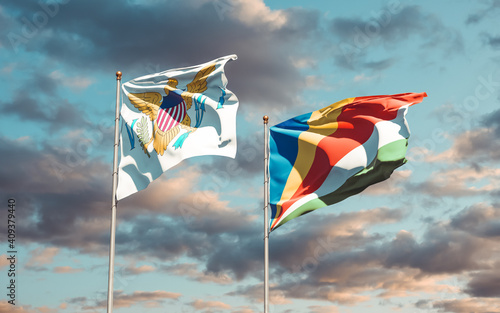 Flags of United States Virgin Islands and Seychelles.