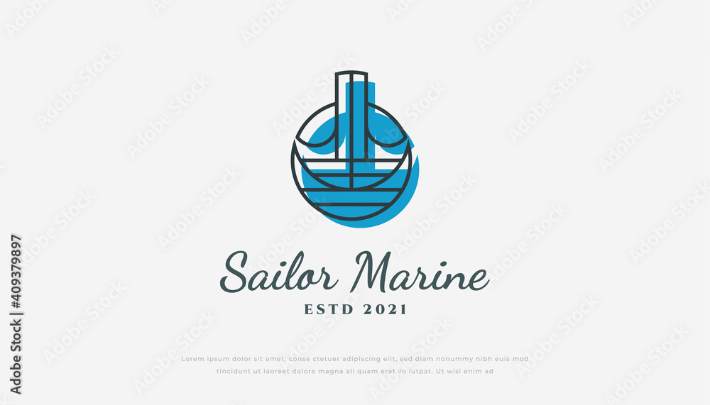 Blue Anchor Logo with Simple and Minimalist Concept in Cartoon Style. Marine Emblem Logo Blue Anchor Logo with Simple and Minimalist Concept in Cartoon Style. Marine Emblem Logo
