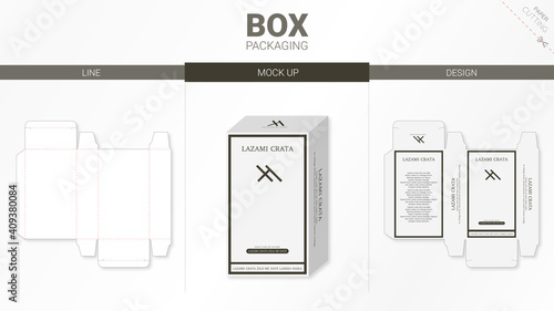 Box packaging and mockup die cut template