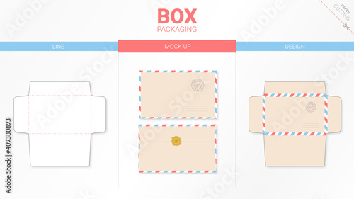 Box packaging and mockup die cut template