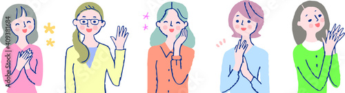 笑顔の女性５人　セット