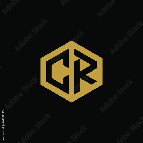 Initial letter CR hexagon logo design vector