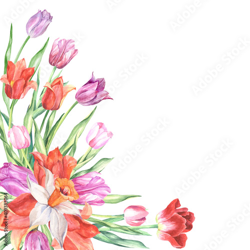 Fototapeta Naklejka Na Ścianę i Meble -  watercolor bouquet of tulips